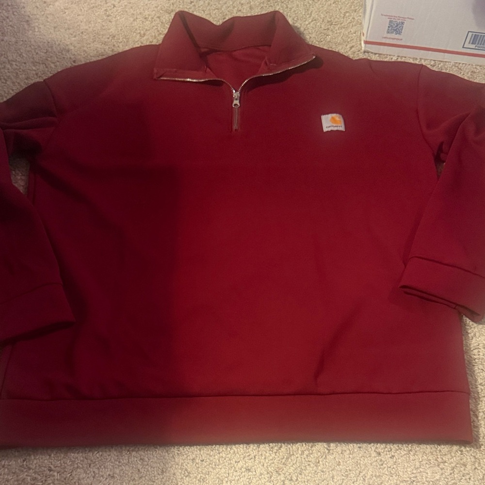 Carhartt Men’s 1/4 Zip Sweatshirt - Burgundy